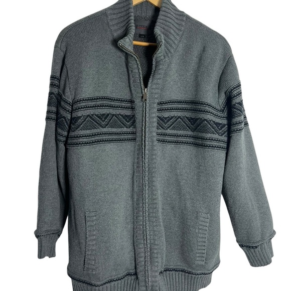 Emanuel Ungaro Gray Zip-Up Sweater with Black Accents - Picture 2 of 4